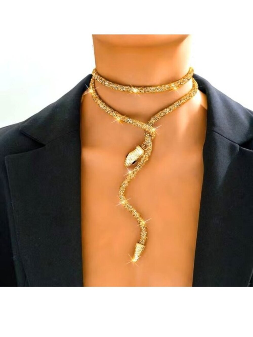 Snake Necklace Wrap Serpent Sparkle Lux Bracelet Bendable Bling Flex Glam Trendy